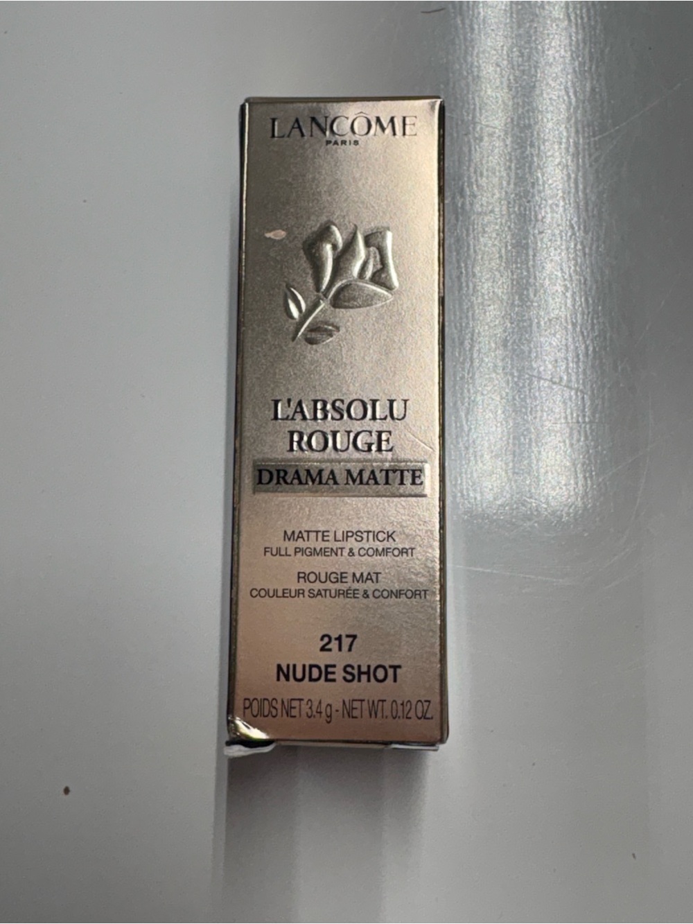 Lancome L'Absolu Rouge Drama Matte Lipstick 217 Nude Shot - Nude/Gold Packaging